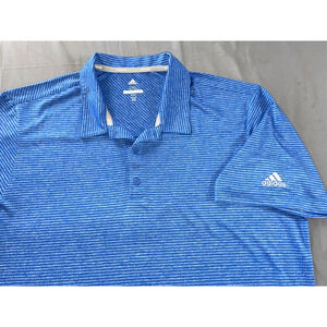 Adidas Golf Microfiber Polo Shirt. Heather Blue Stripe, Men's 2XL. MINT!!